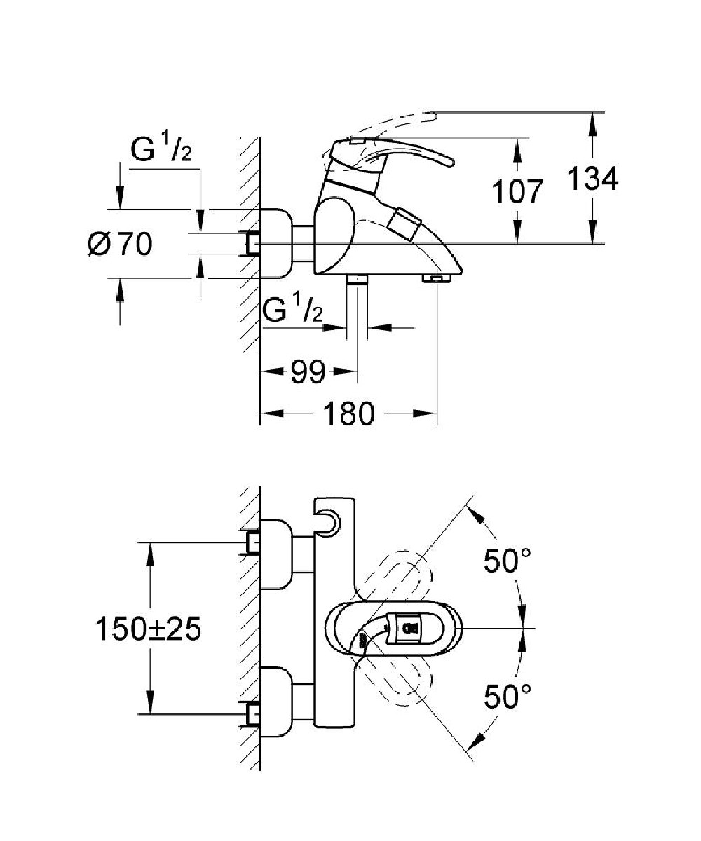 GROHE Miscelatore Monocomando Start Flow Per Vasca E Doccia - Cromato, Con Rosette Metalliche - Foto 9