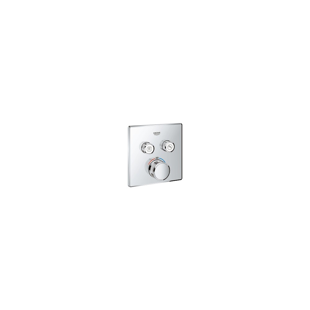 Façade mitigeur thermostatique Grotherm Smartcontrol Grohe - Chromé - Avec support douchette - 2 sorties - 29125000